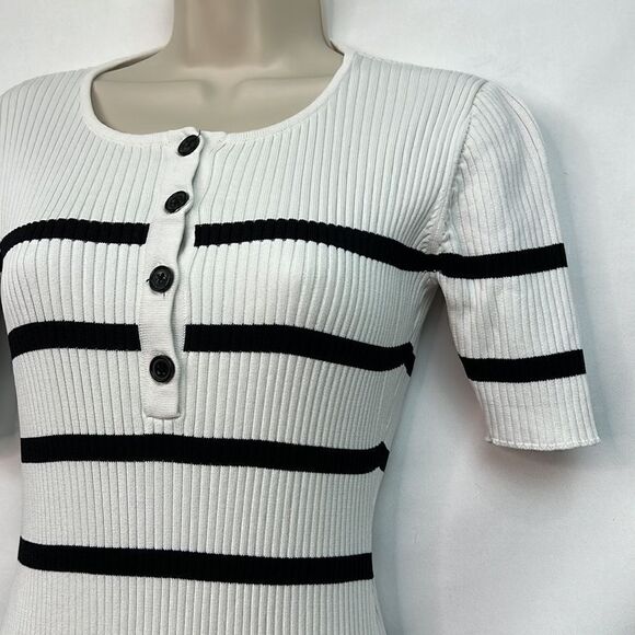 Slate and Willow striped Henley sweater dress white and black size XS - Picture 4 of 10